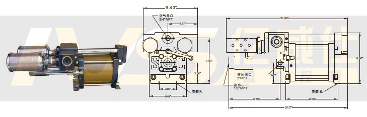 美國SC氣驅液體增壓泵L6系列產品及安裝尺寸圖