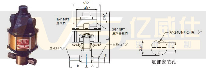 美國SC氣驅液體增壓泵10-4系列產品及安裝尺寸圖