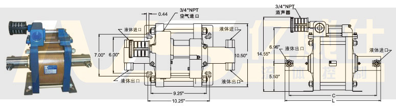 美國SC氣動液體增壓泵L10系列產品及安裝尺寸圖